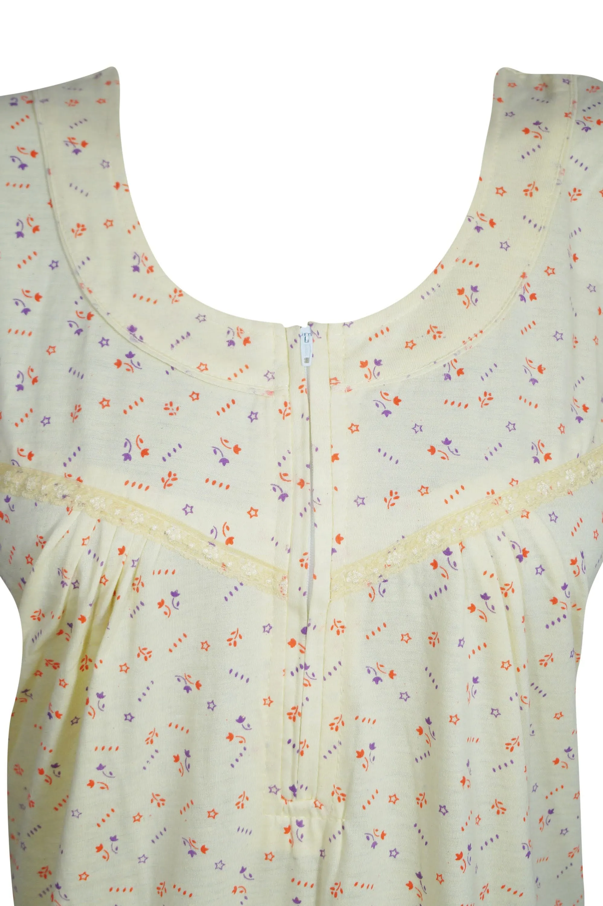 Maxi Caftan Dress, Light Yellow Floral Print Maternity M