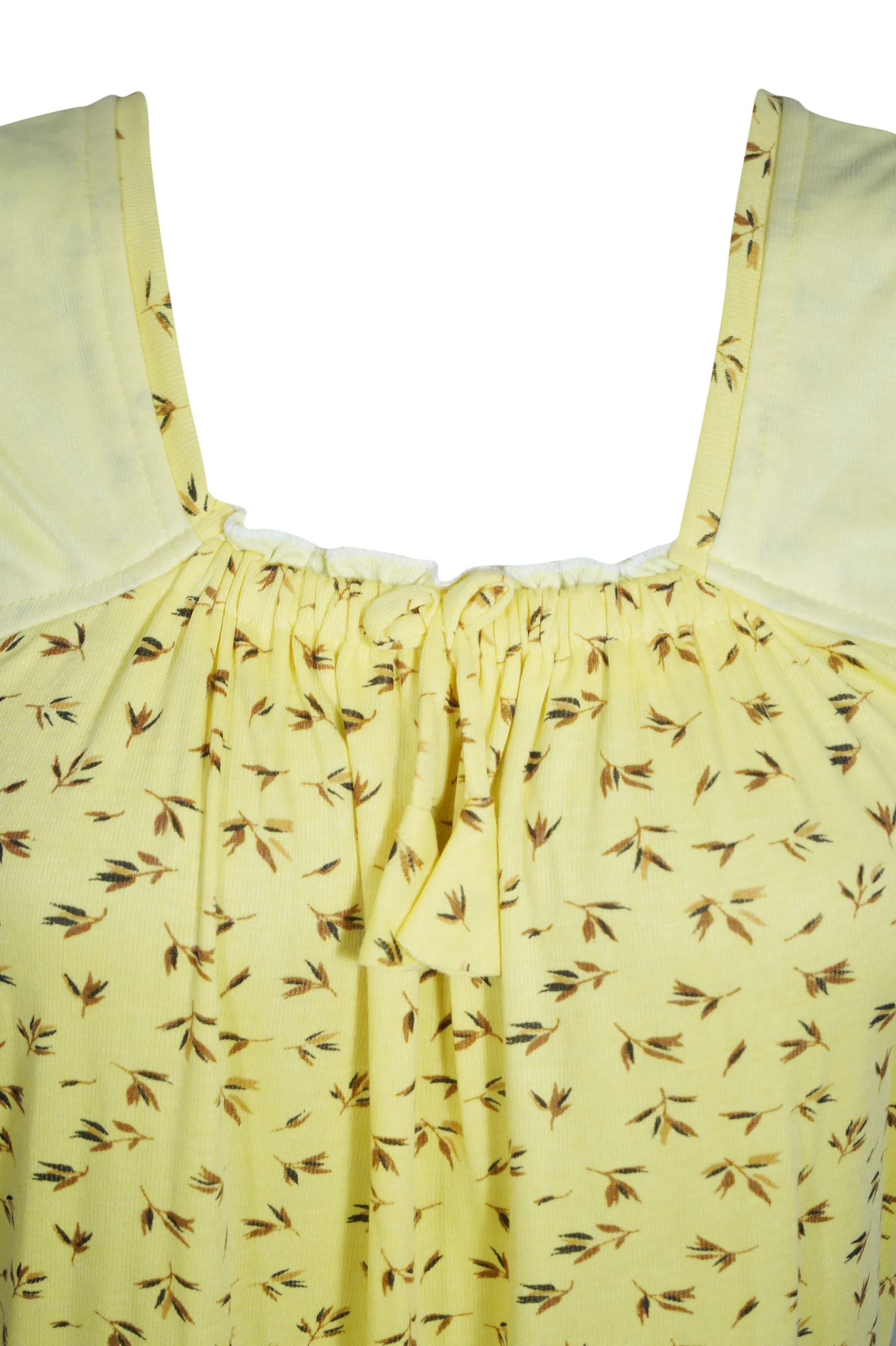 Maxi Caftan Dress, Muumuu, Yellow Floral Printed Short S