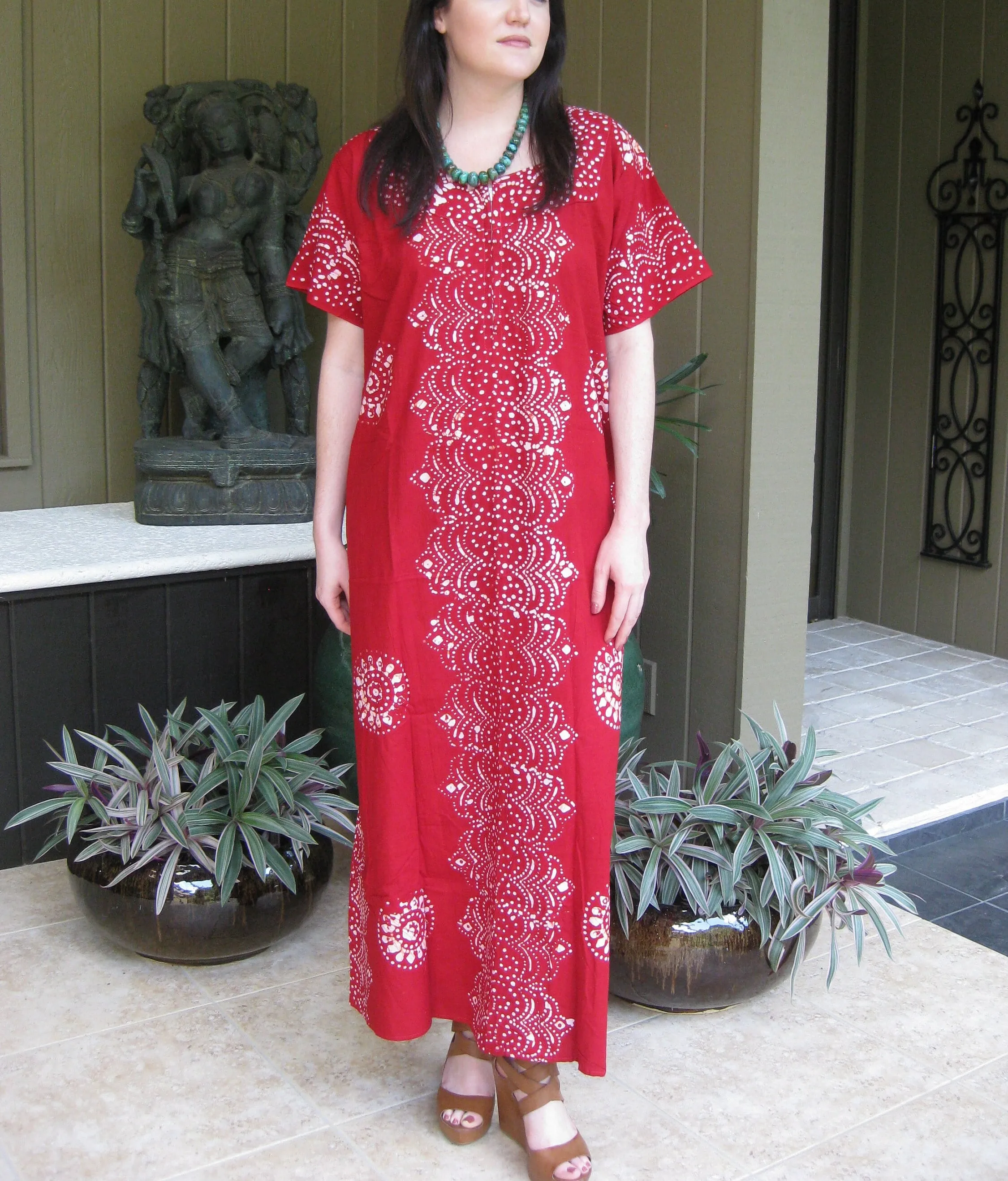 Maxi Caftan Dress, Muumuu, Yellow Floral Printed Short S