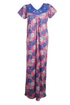 Maxi Dress, Caftan, Boho Pink Floral Nightgown, Maxidress, L