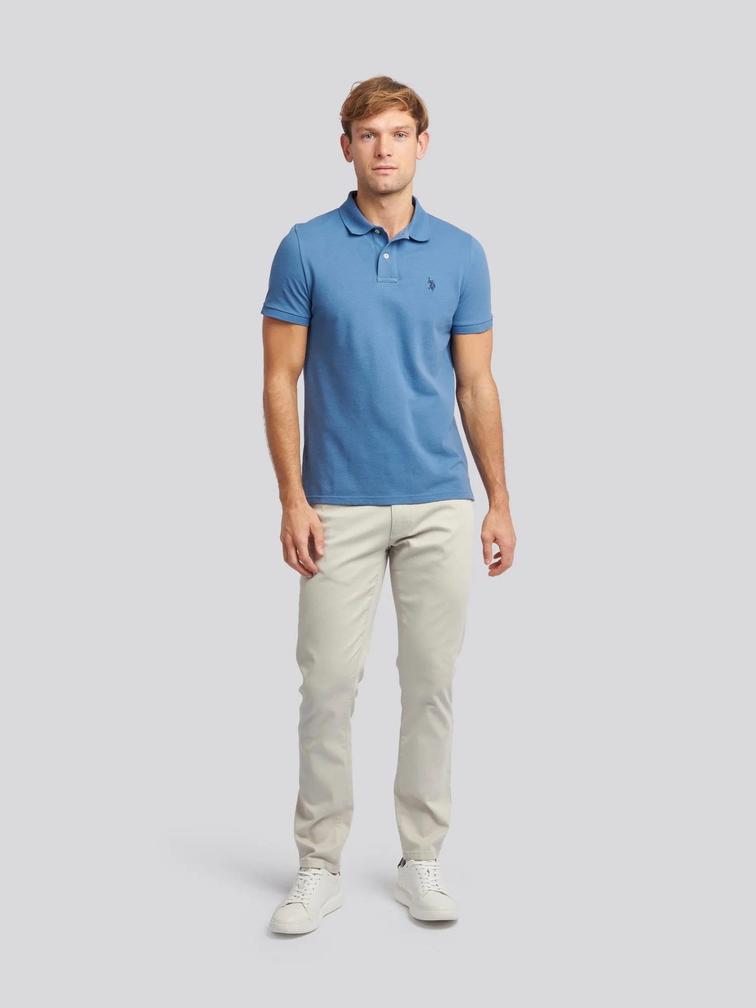 Mens Pique Polo Shirt in Blue Horizon