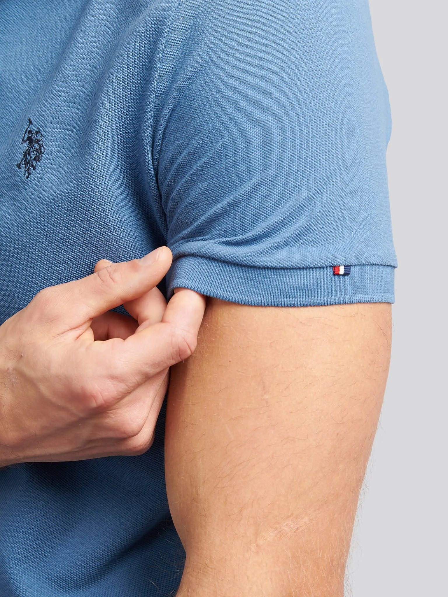 Mens Pique Polo Shirt in Blue Horizon