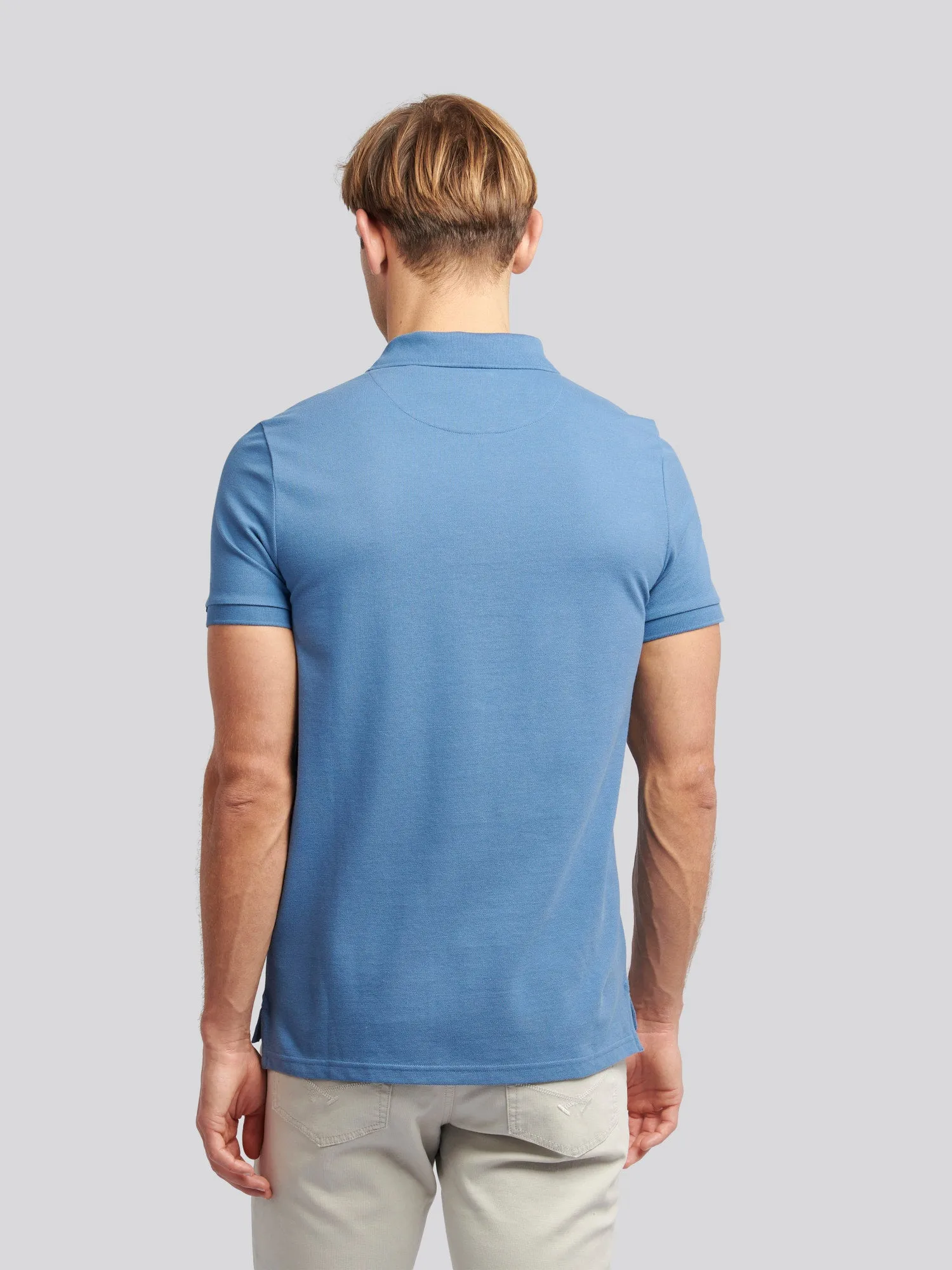 Mens Pique Polo Shirt in Blue Horizon