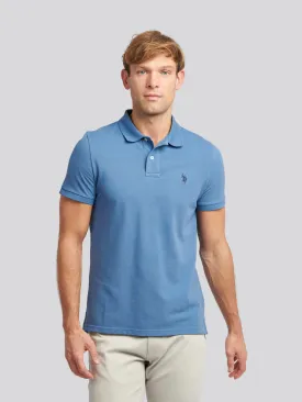 Mens Pique Polo Shirt in Blue Horizon