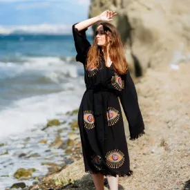 Moa Black Evil Eye Long Kimono