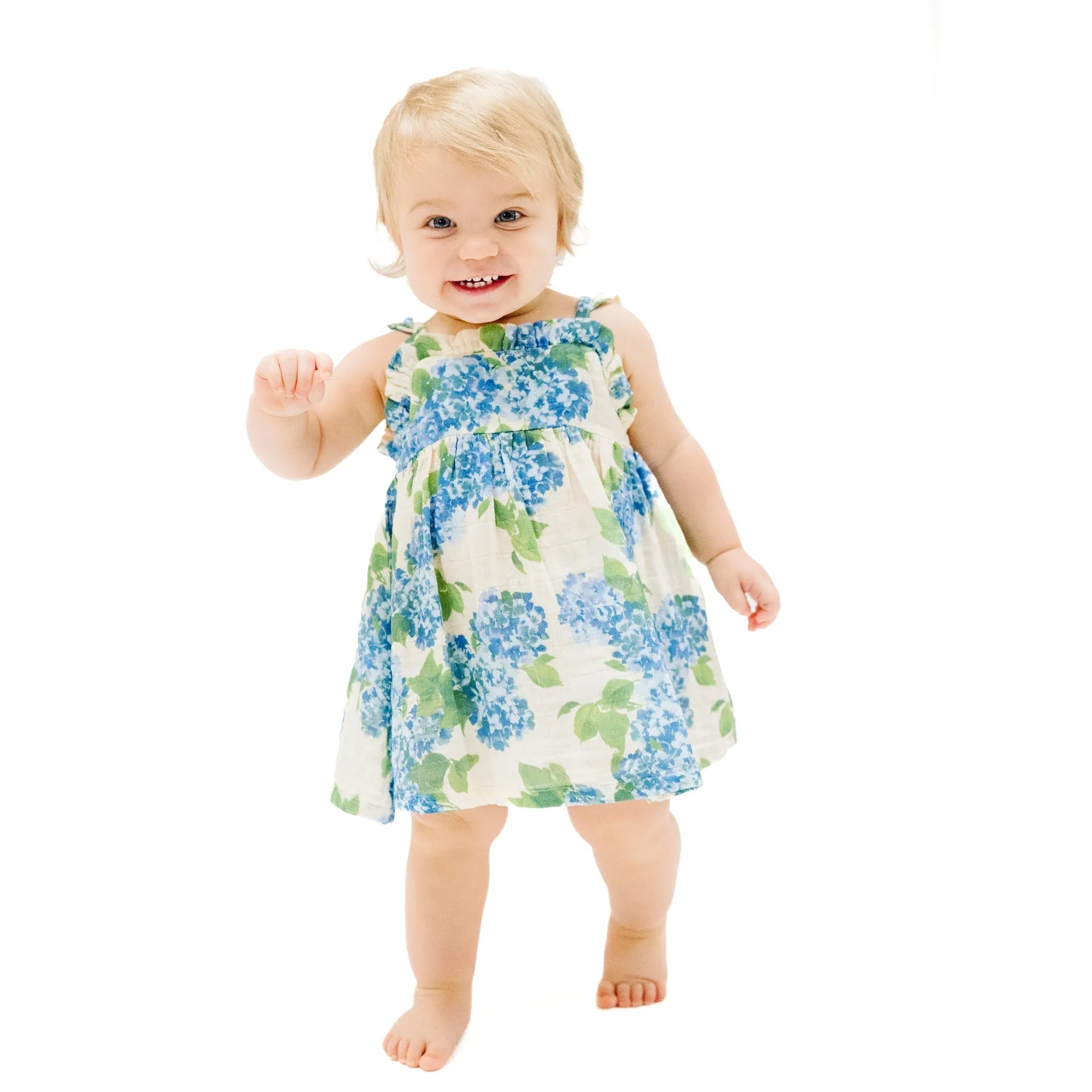 Muslin Paperbag Ruffle Sundress - Watercolor Hydrangeas by Angel Dear