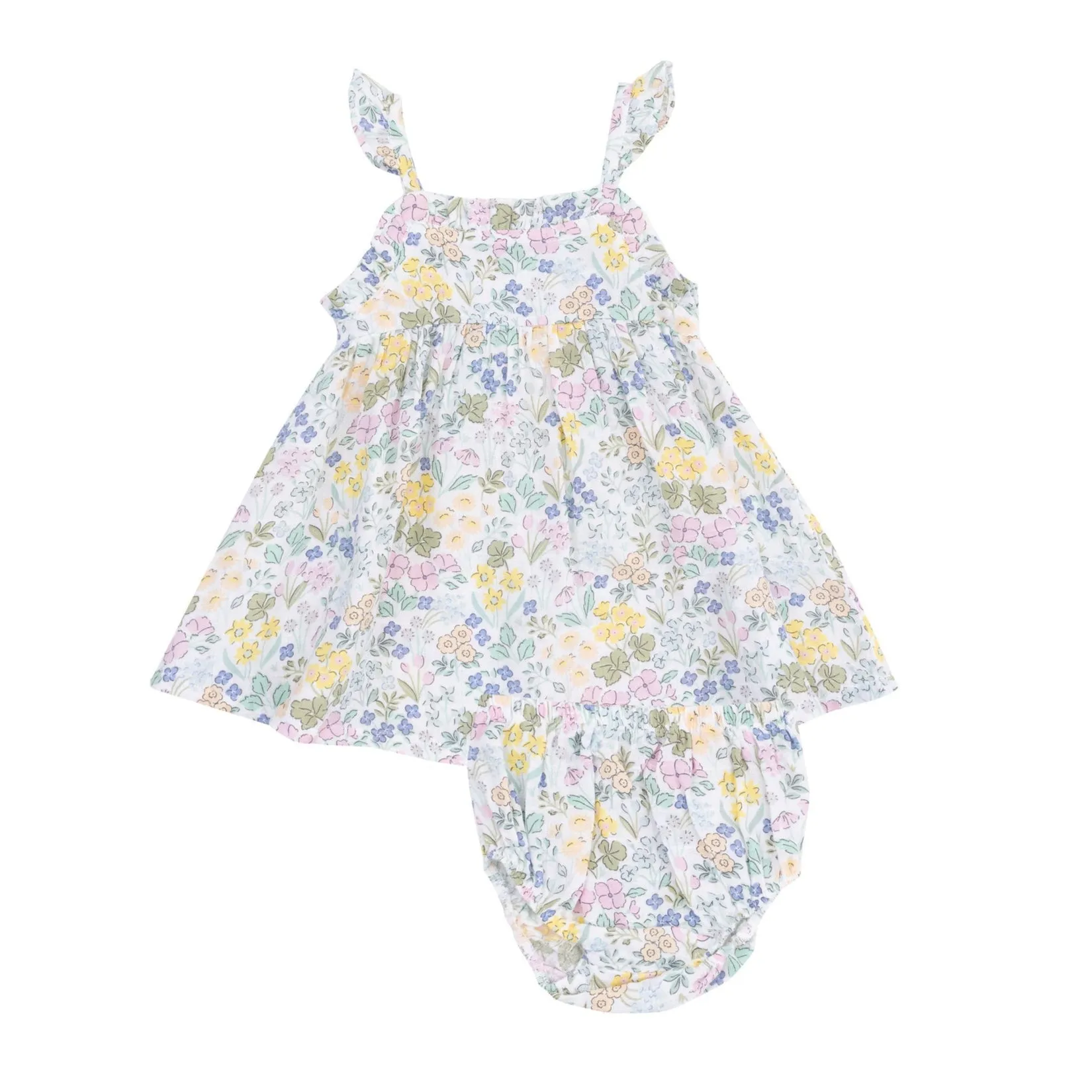 Muslin Paperbag Ruffle Sundress with Diaper Cover - Samantha Floral by Angel Dear