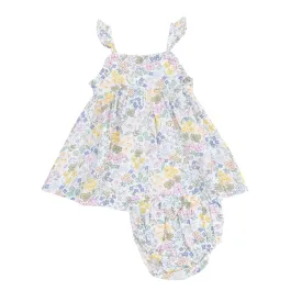 Muslin Paperbag Ruffle Sundress with Diaper Cover - Samantha Floral by Angel Dear