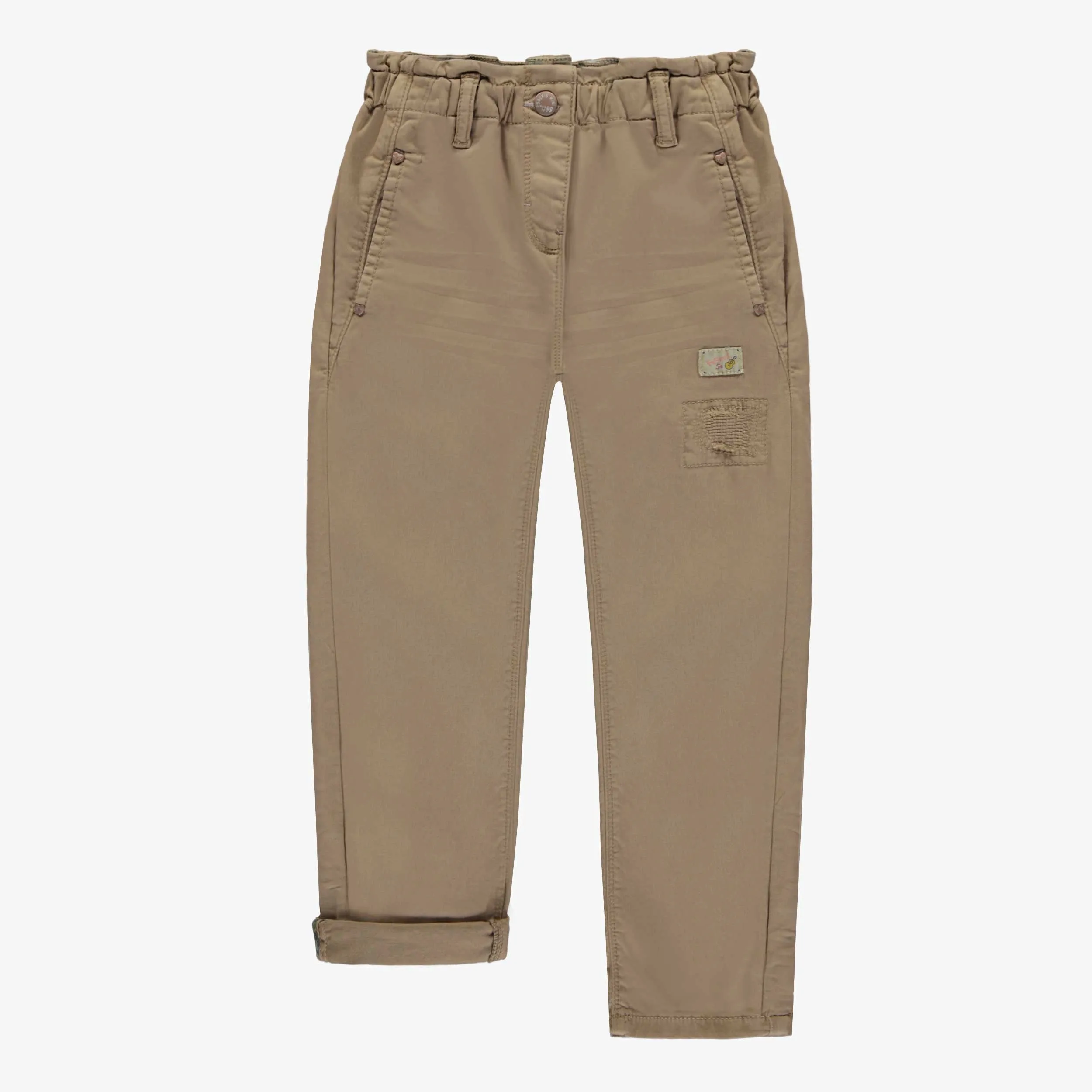 Pantalon sable de coupe ample avec taille froncée en denim sergé, enfant || Sand wide fit pants with a paperbag waist in twill denim, child