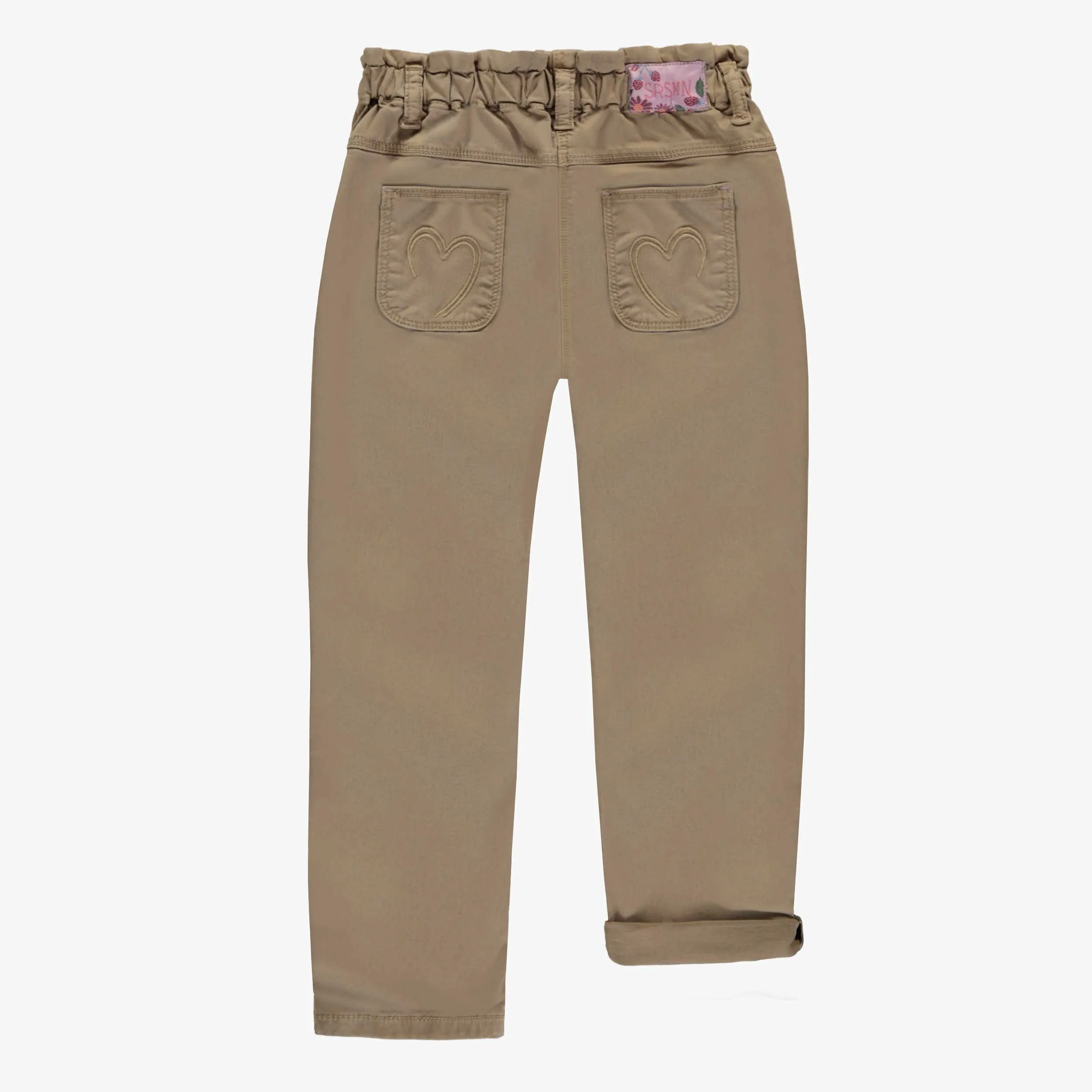 Pantalon sable de coupe ample avec taille froncée en denim sergé, enfant || Sand wide fit pants with a paperbag waist in twill denim, child