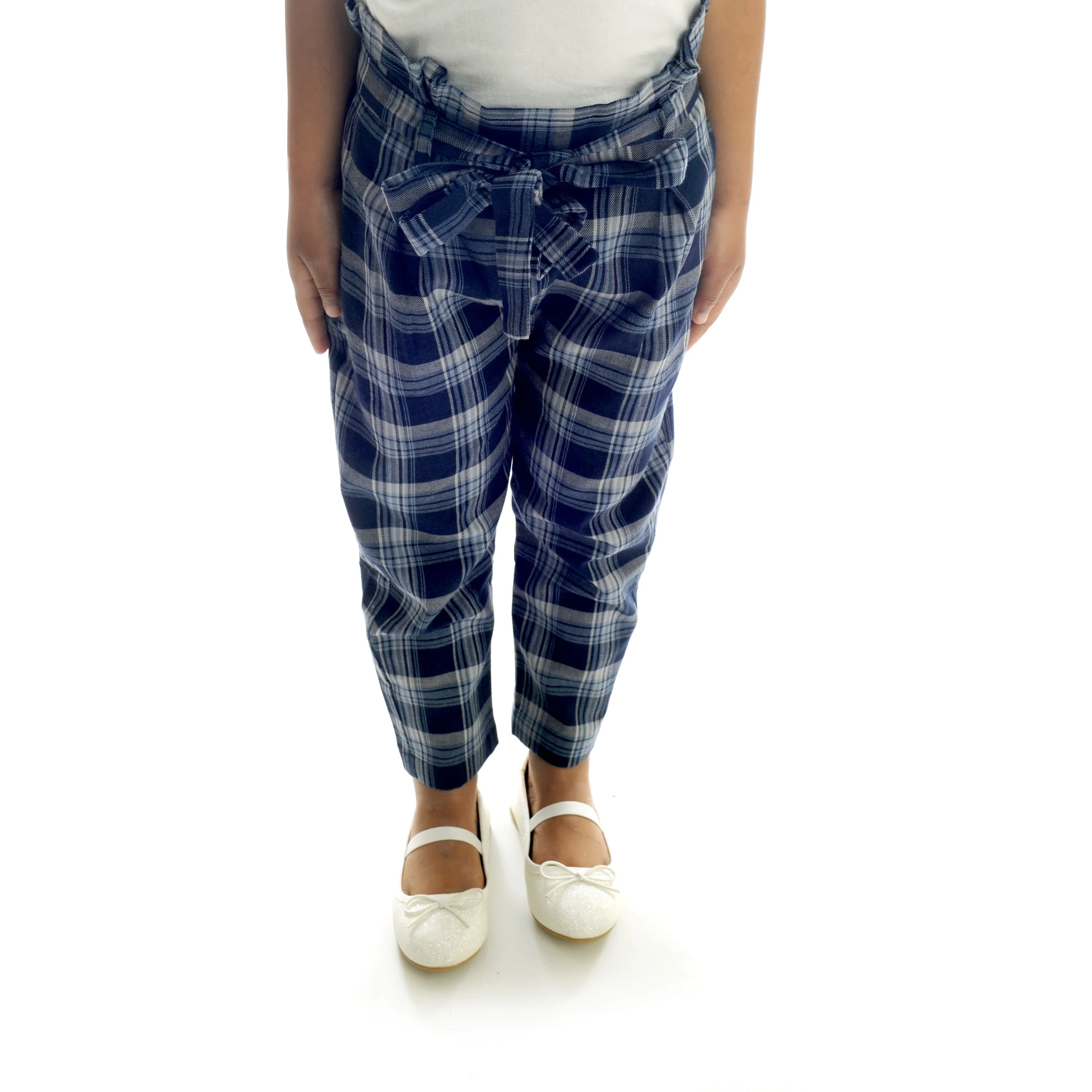 Paperbag pants with belt & pockets