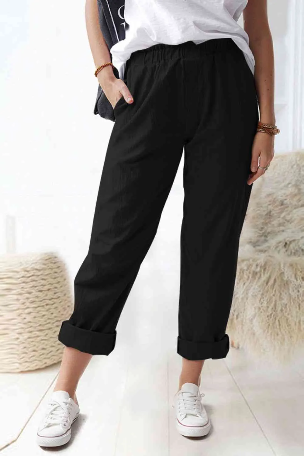 Paperbag Waist Pants with Pockets