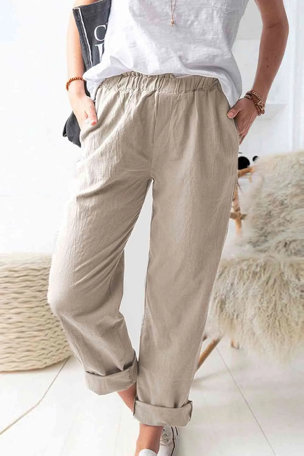 Paperbag Waist Pants with Pockets