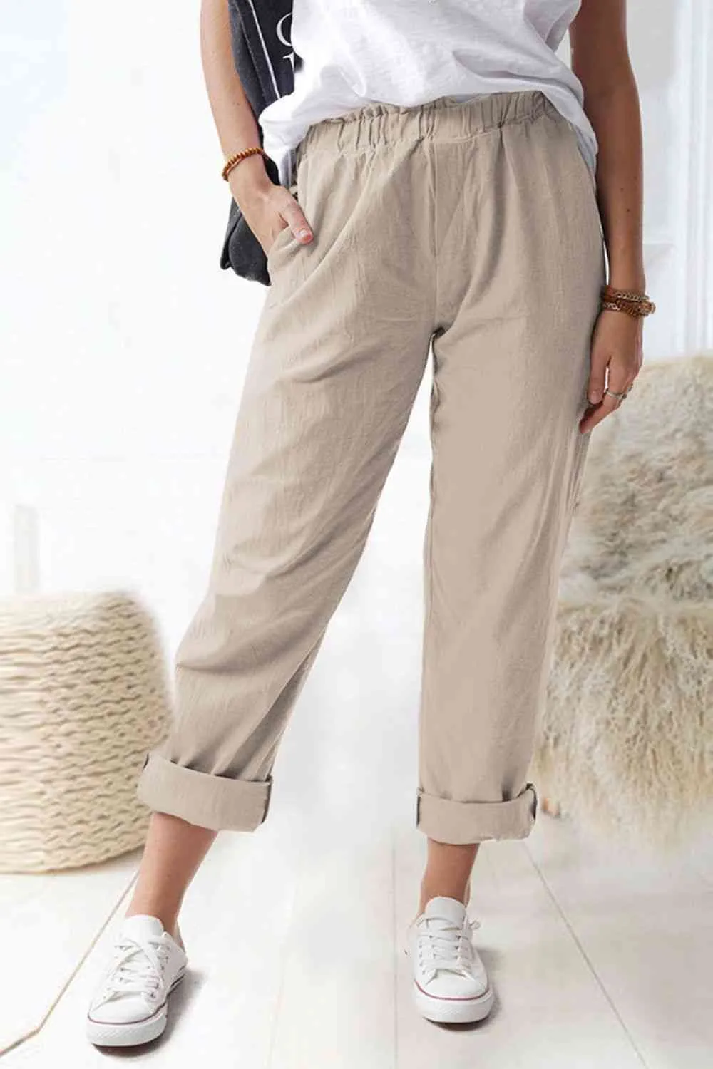 Paperbag Waist Pants with Pockets