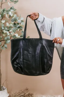 Phoenix Large Leather Shopper Bag, Black