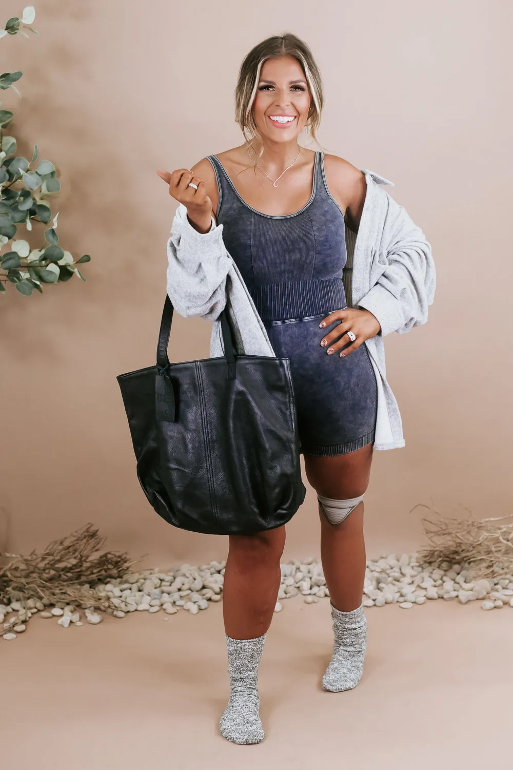Phoenix Large Leather Shopper Bag, Black