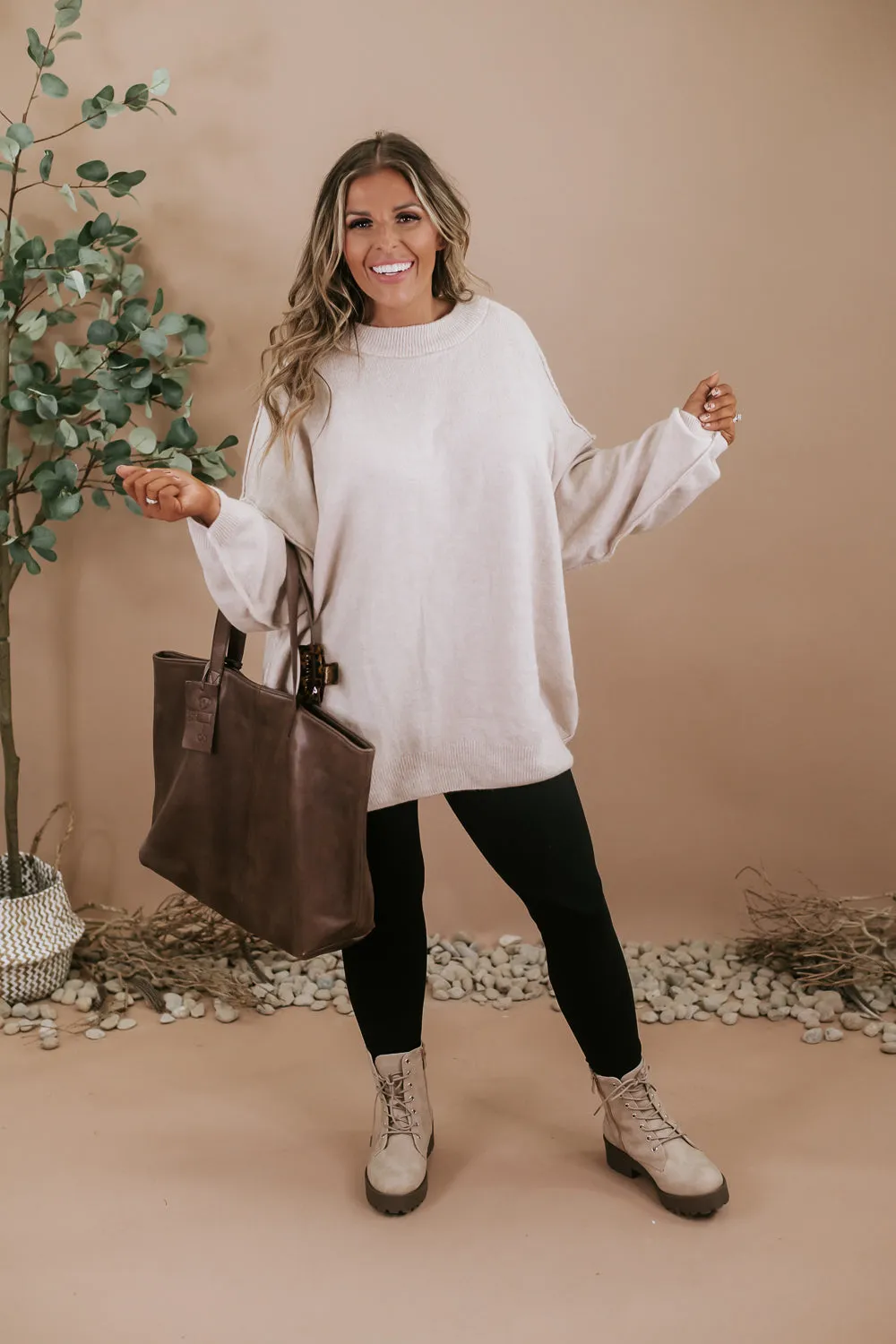 Phoenix Large Leather Shopper Bag, Brown