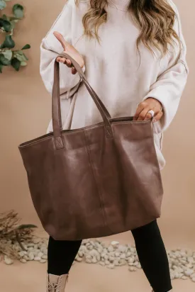 Phoenix Large Leather Shopper Bag, Brown
