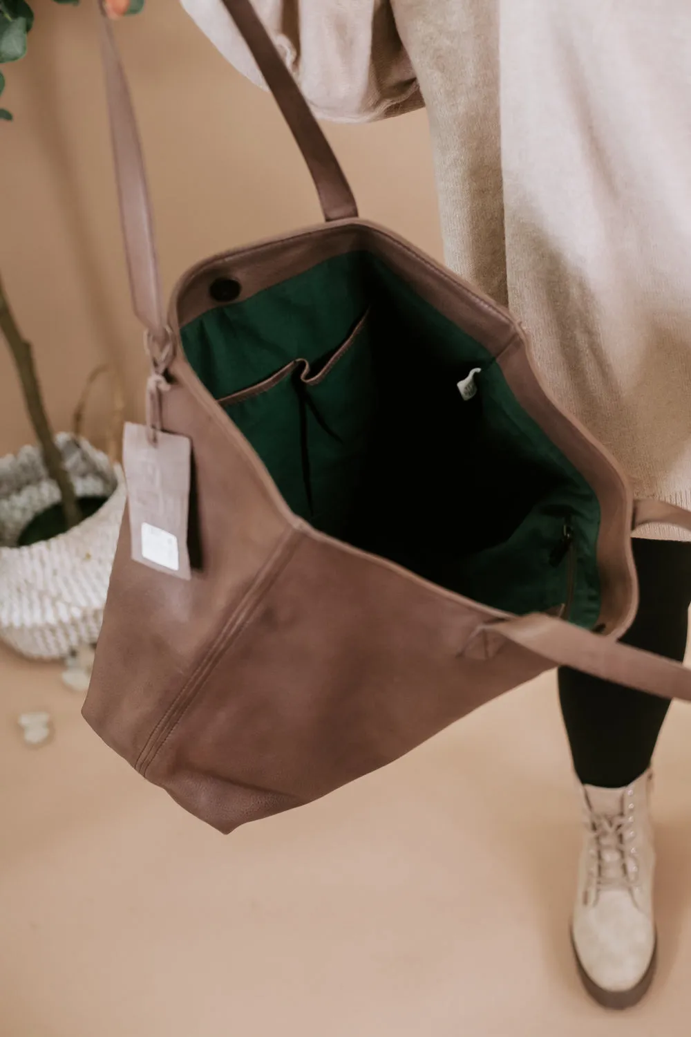 Phoenix Large Leather Shopper Bag, Brown