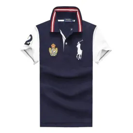 RL Custom Fit Crown White Big Pony HO NavyBlue polo Shirt
