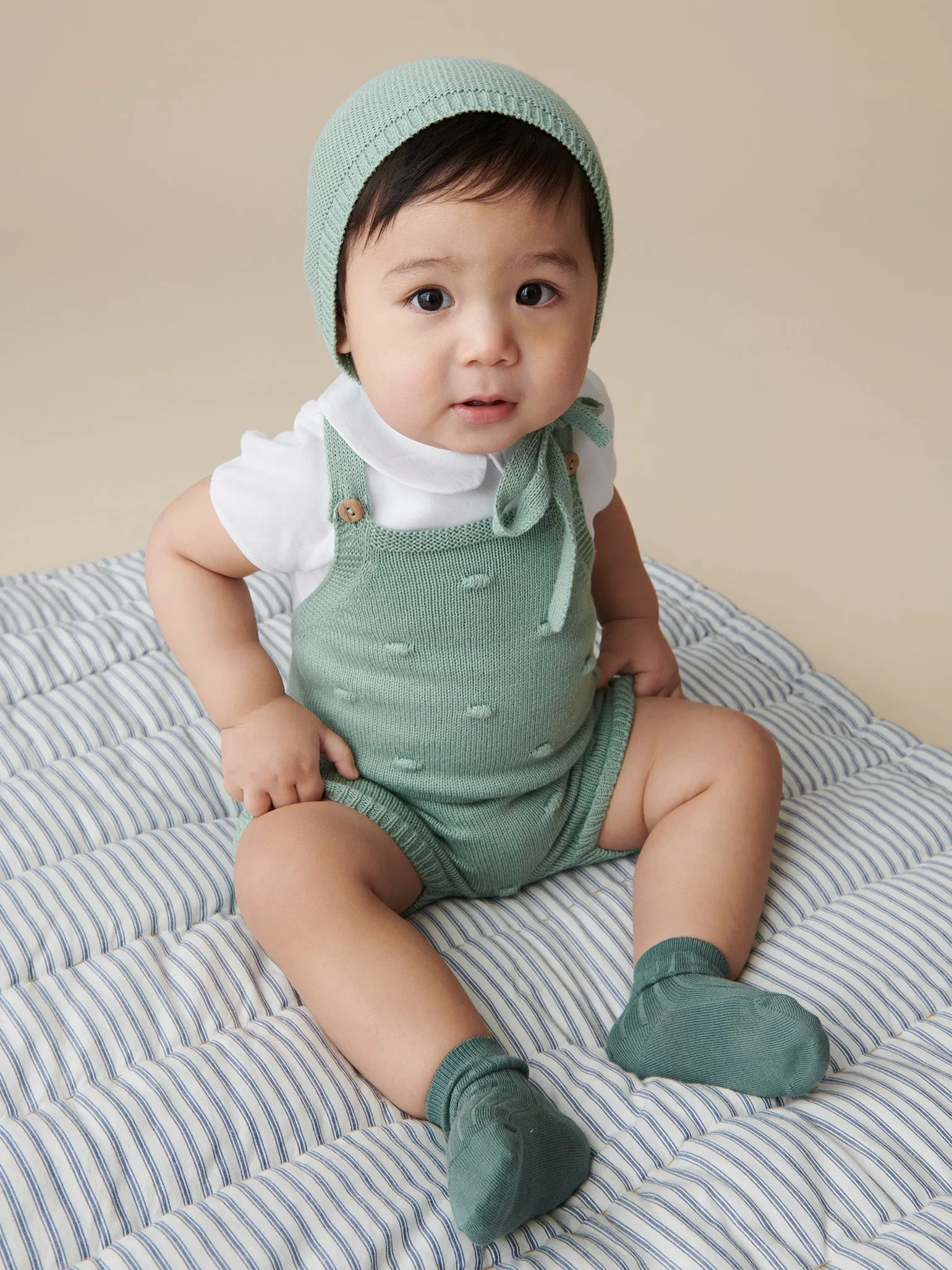 Sage Noa Cotton Baby Knitted Dungarees