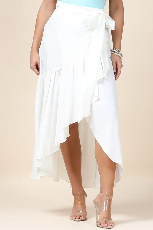 Solid Light Weight Mini Wrap Skirt (White)