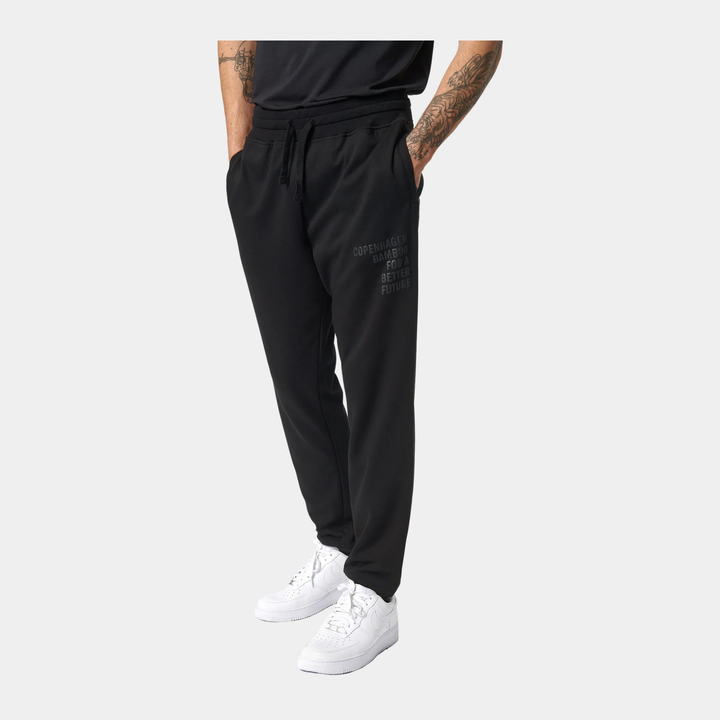 Sort bambus hoodie joggingsæt med lynlås