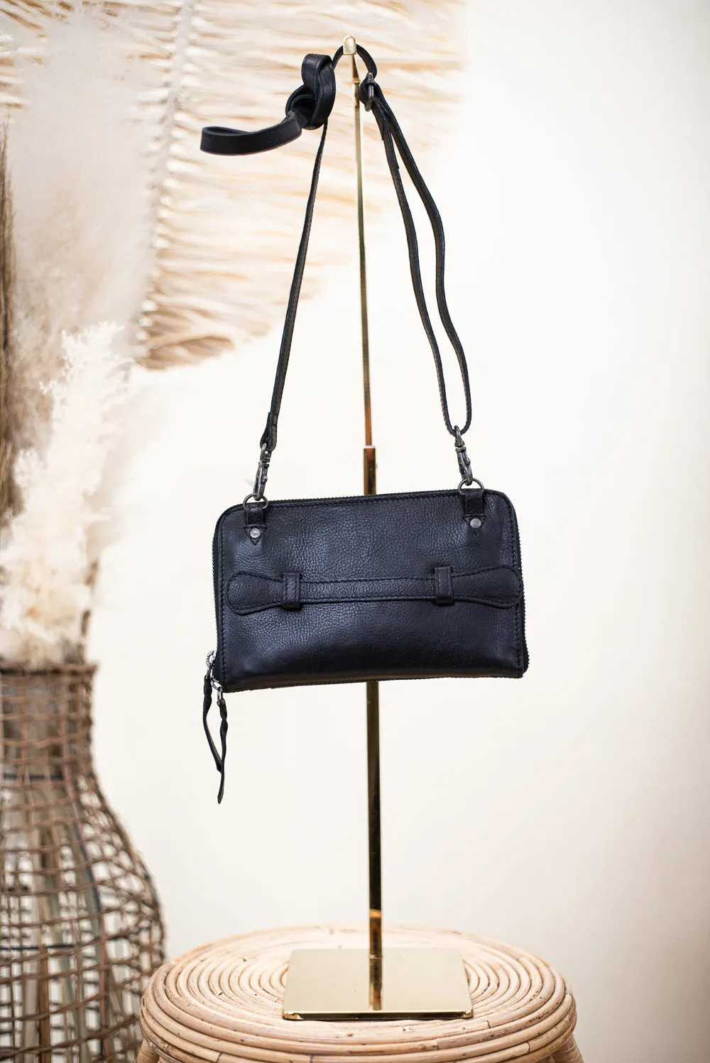 Take The Stage Studded Clutch, Black