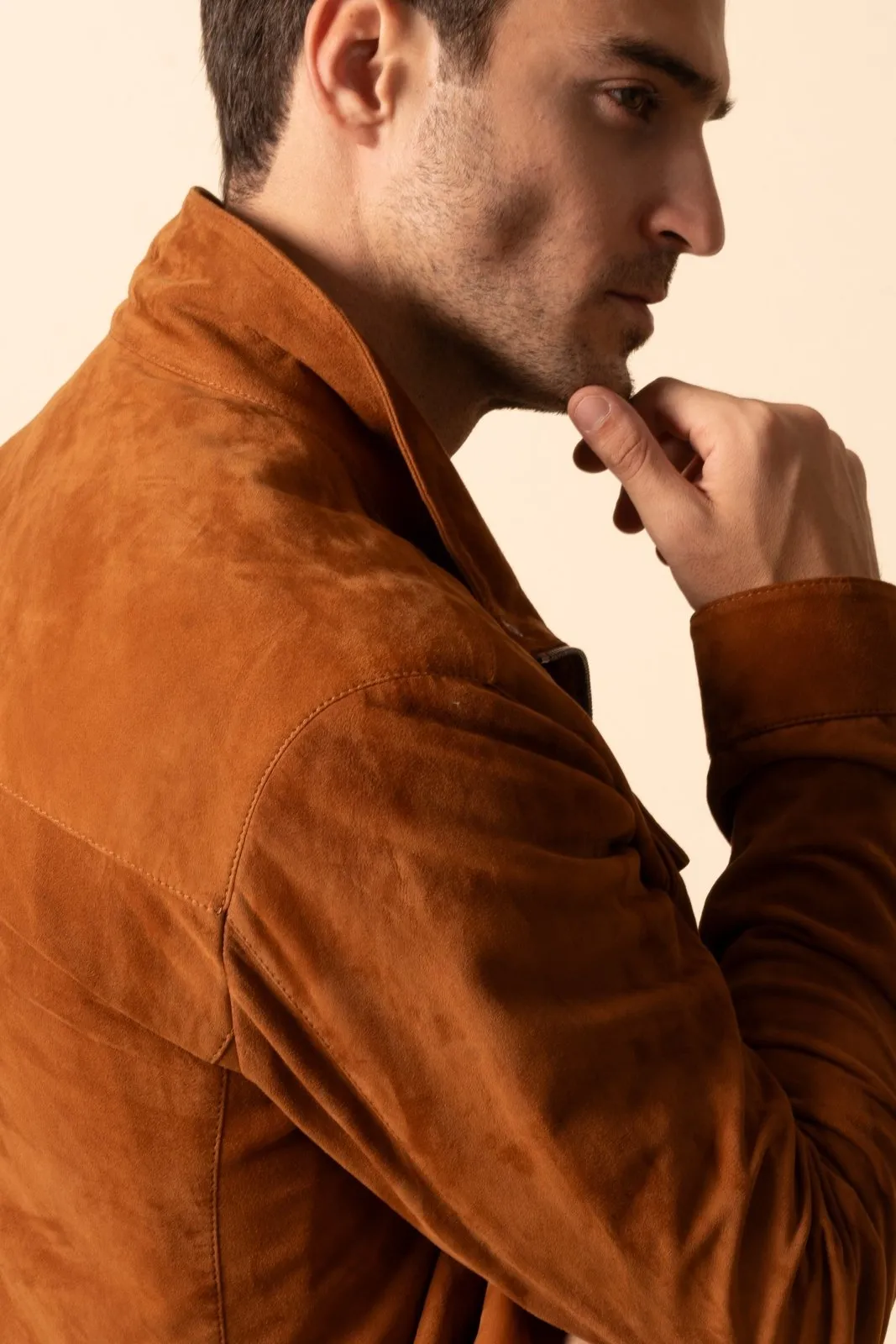 Terracotta Suede Leather Jacket