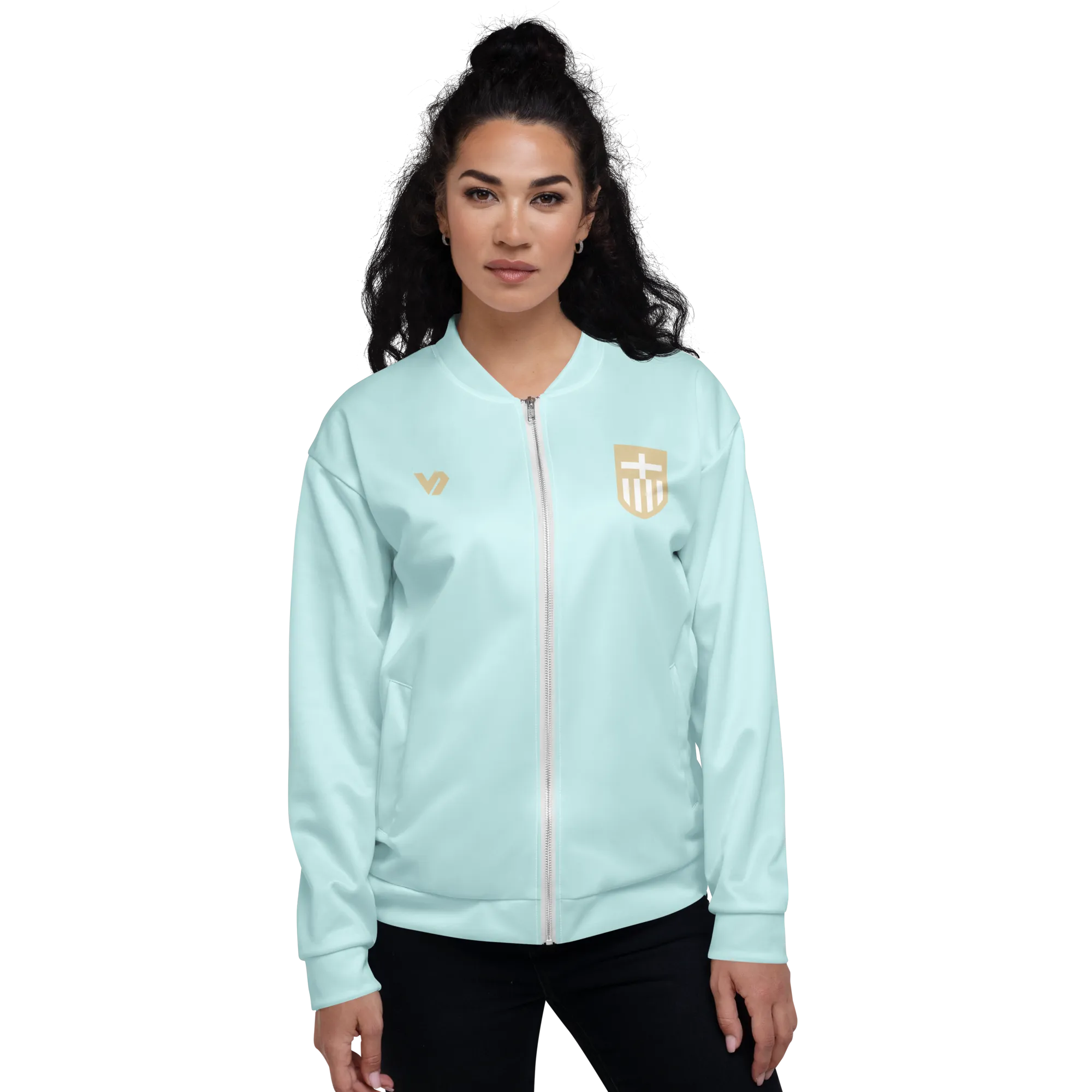 VOSRIO Hellas Athletic Turquoise Unisex Bomber Jacket