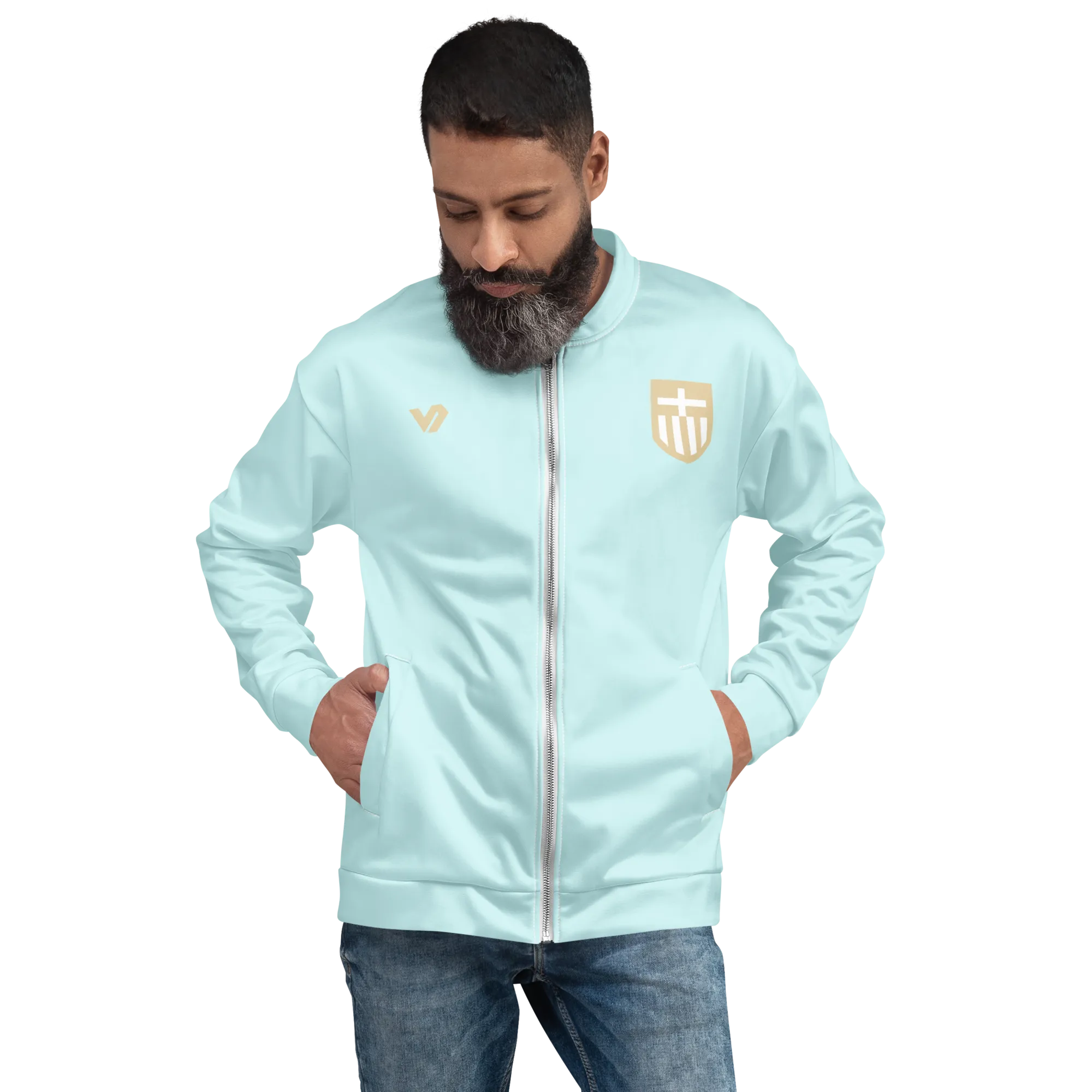 VOSRIO Hellas Athletic Turquoise Unisex Bomber Jacket