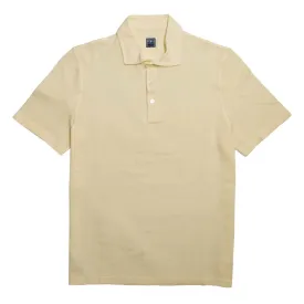 Yellow Linen & Cotton Short Sleeve Polo Shirt